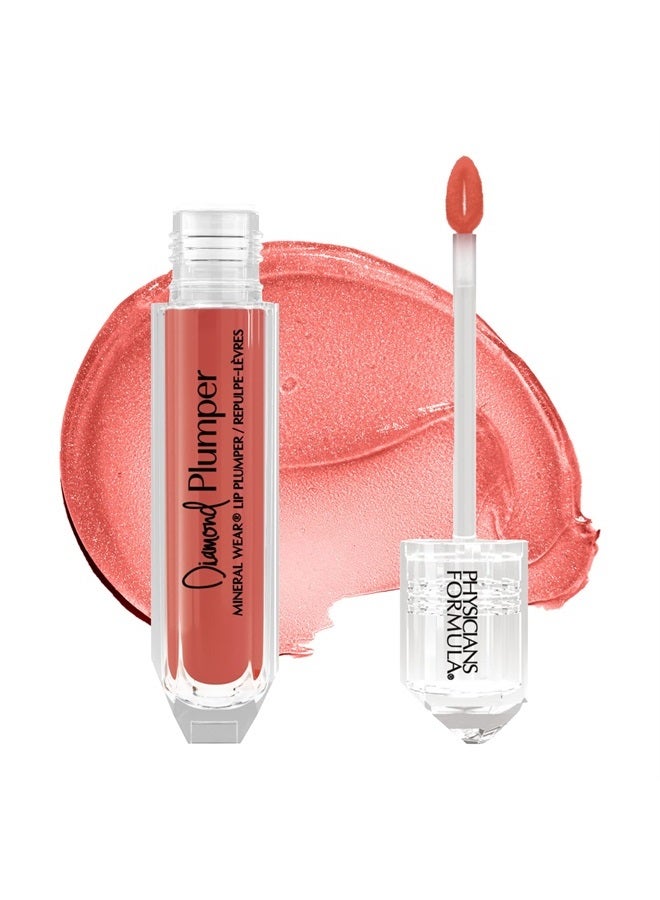 Mineral Wear Diamond Lip Plumper Gloss, Dermatologist Tested, Champagne Cushion Cut