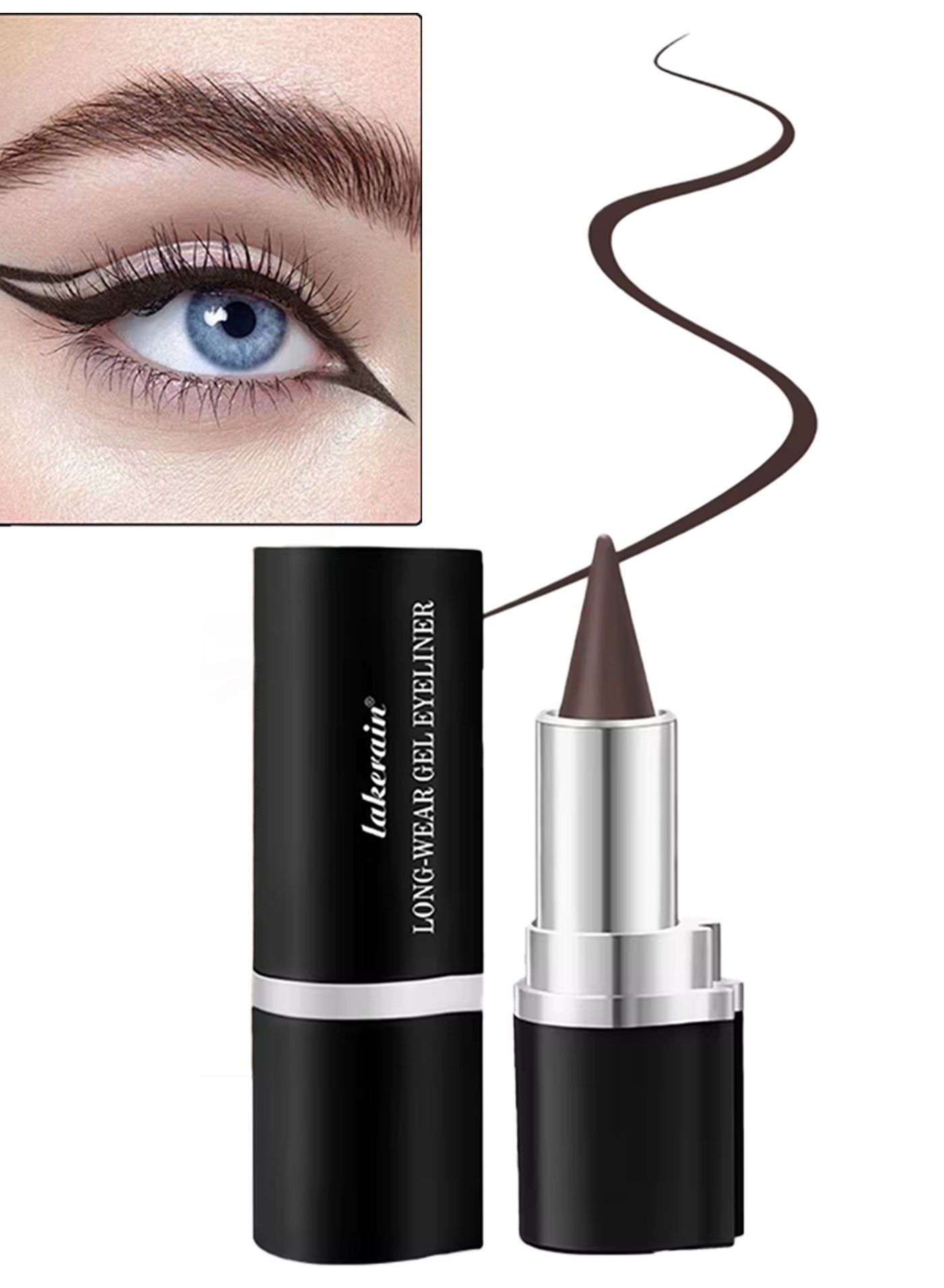Long Wear Gel Eyeliner Creamy Gel Eyeliner Pen Smudge Proof Waterproof Sweat-proof Long Lasting Eyeliners Stick Multi Use Eye Makeup Lip Liner Eyeshadow Eyebrow Pencil Dark Brown 02