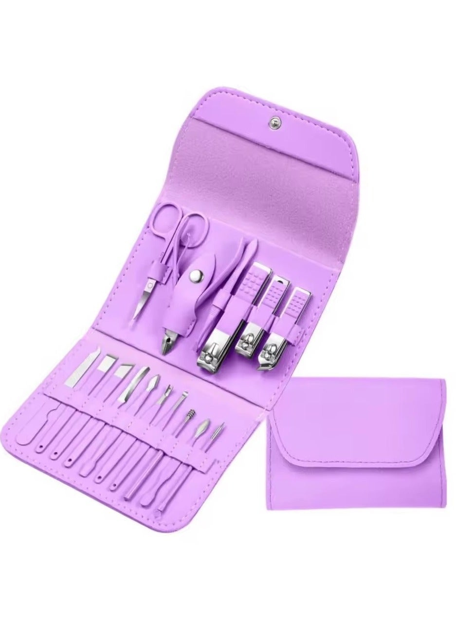 Purple Multi-Purpose Nail Clippers, Stainless Steel, Professional Repair Kit, Nail Art Kit, 16, 1 Set