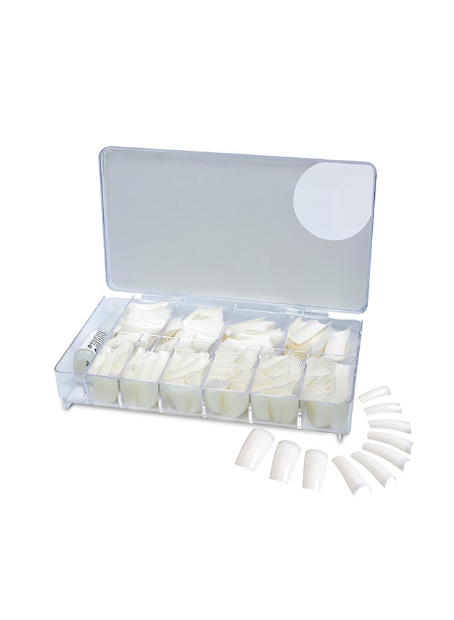 False Nail Natural Fake Tips Box of 10 Sizes 500 Peices With Glue BFWNT500