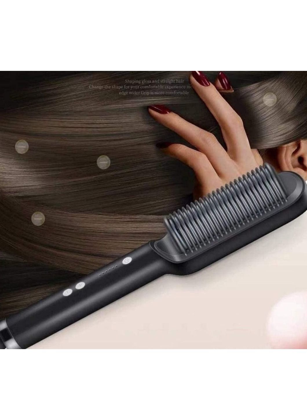 Hair Straightener Brush, 25s Fast Heating Ceramic PTC Straightening Brush for Women and Men, Hot Brush for Professional Hair Styling, 20 Minutes Auto-Off 5 Levels Adjustable Temperature (Black)