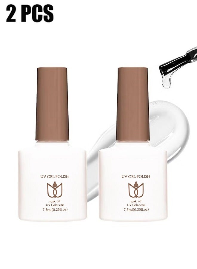 2PCS No Wipe Gel Top Coat and Base Coat Set 7.3ml Soak Off UV LED Clear Gel Base Top Gel Glossy Shine Finish Long Lasting Gel Polish Base Art Starter Manicure Salon DIY at Home