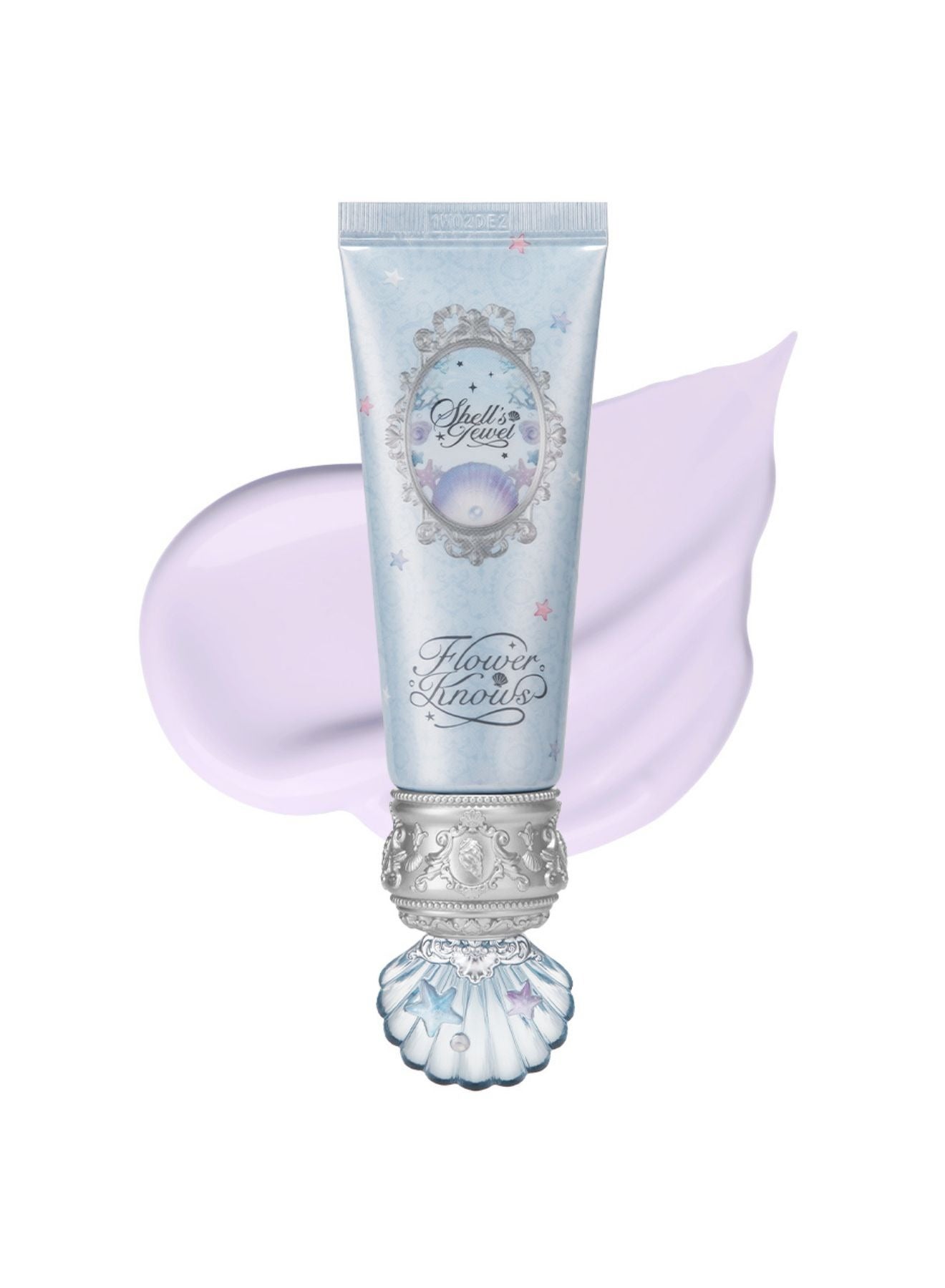 Shell’s Jewel Radiance Primer - Color-Correcting & Hydrating Face Base - 02 Pure Lavender (Brightening Base for Dull Skin)