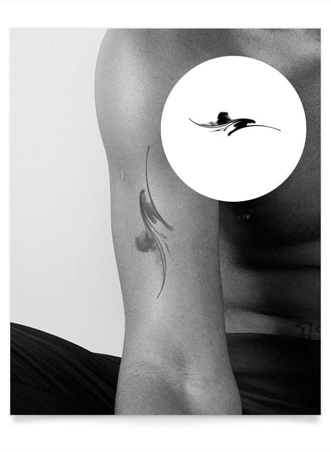 Inkbox Temporary Tattoos, Semi-Permanent Tattoo, One Premium Easy Long Lasting, Water-Resistant Temp Tattoo with For Now Ink - Lasts 1-2 Weeks, Brushstroke, 5 x 2 in