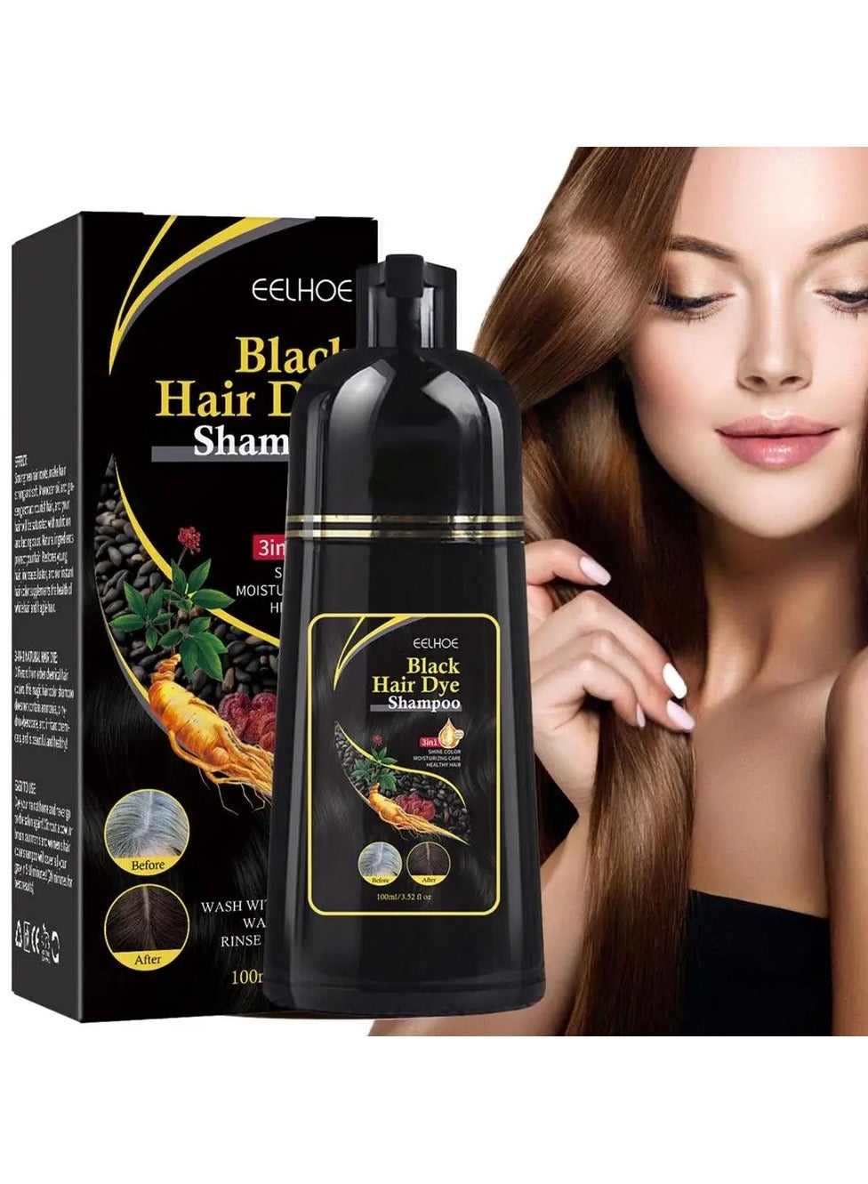 White to Black Shampoo Instant Hair Color Shampoo Repair Gray Hair Plant Essence Extract for Men and Women