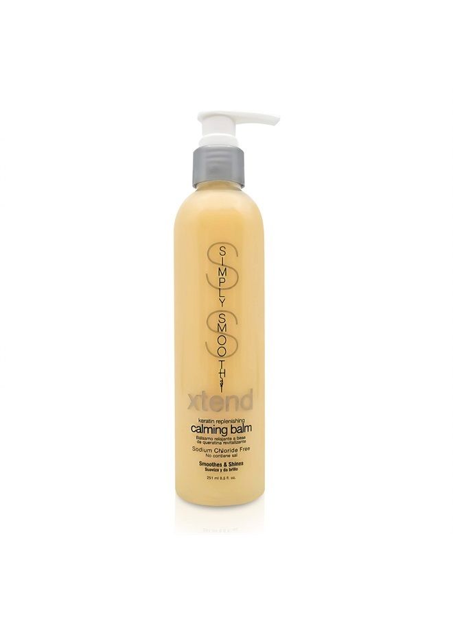 Simply Smooth Xtend Keratin Replenishing Calming Balm | Smoothing Or Curling Balm | 1-Day Frizz Free Blowout Treatment | Keratin & Collagen Infused To Repair Dry, Damaged, Unmanageable Hair | 8.5 Oz.