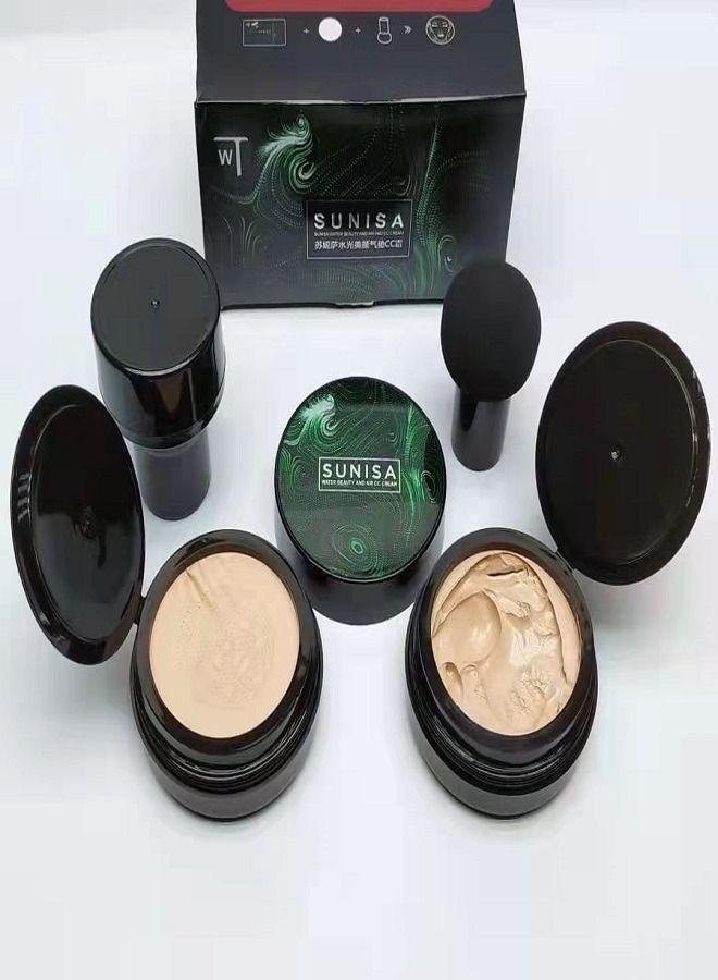 Sunisa Mushroom Head Air Cushion CC Cream Foundation Long-Lasting Coverage of Blemishes,Even Skin Tone,Suitable for All Skin Types