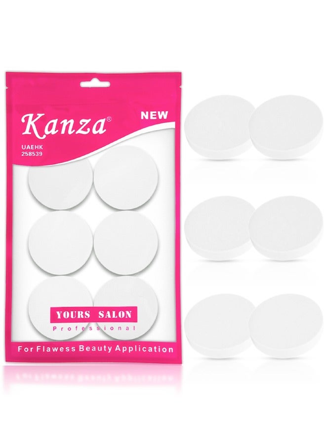 6 Pcs Round Shaped Makeup Sponge Set Beauty Blender Cosmetic Makeup Puff for Face Velour Puff Set for Loose Powder Mineral Powder Applicator Foundation Makeup Tool Set (White)