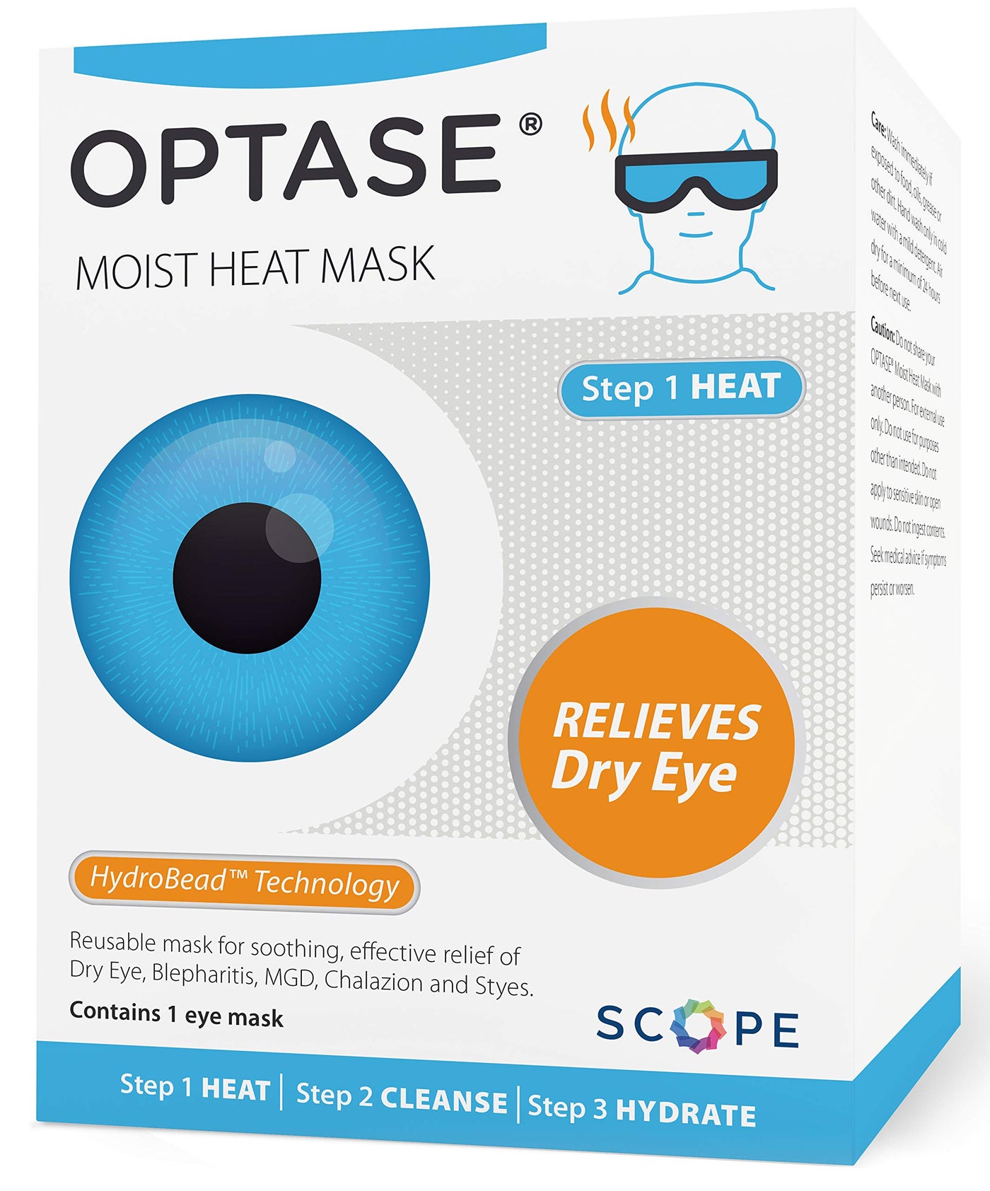 Optase Moist Heat Mask â€“ Heated Eye Mask for Dry Eyes With HydroBead Technology â€“ Washable, Microwaveable Compress â€“ Holds Heat for 10 Minutes