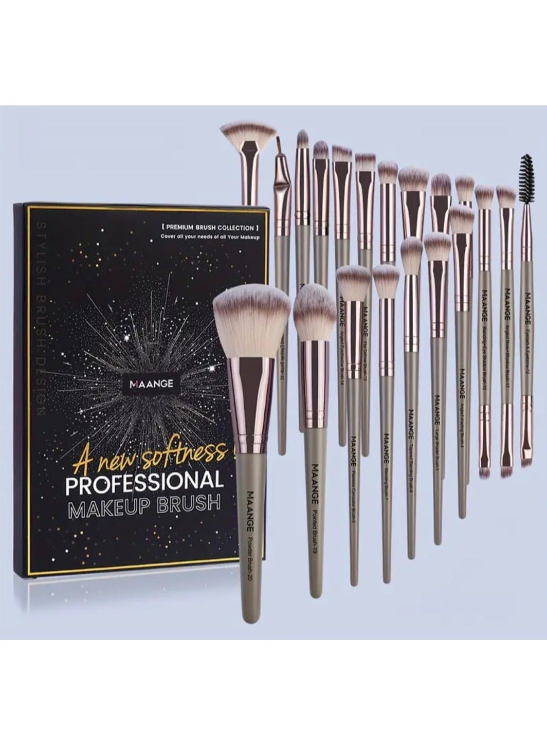 20 Pcs Makeup Brush Set, Premium Synthetic Powder Concealers Eye Shadow Eyeliner Makeup Brush, Foundation, Blush, Eyeshadow, Portable, Powder Brush, Makeup Tools