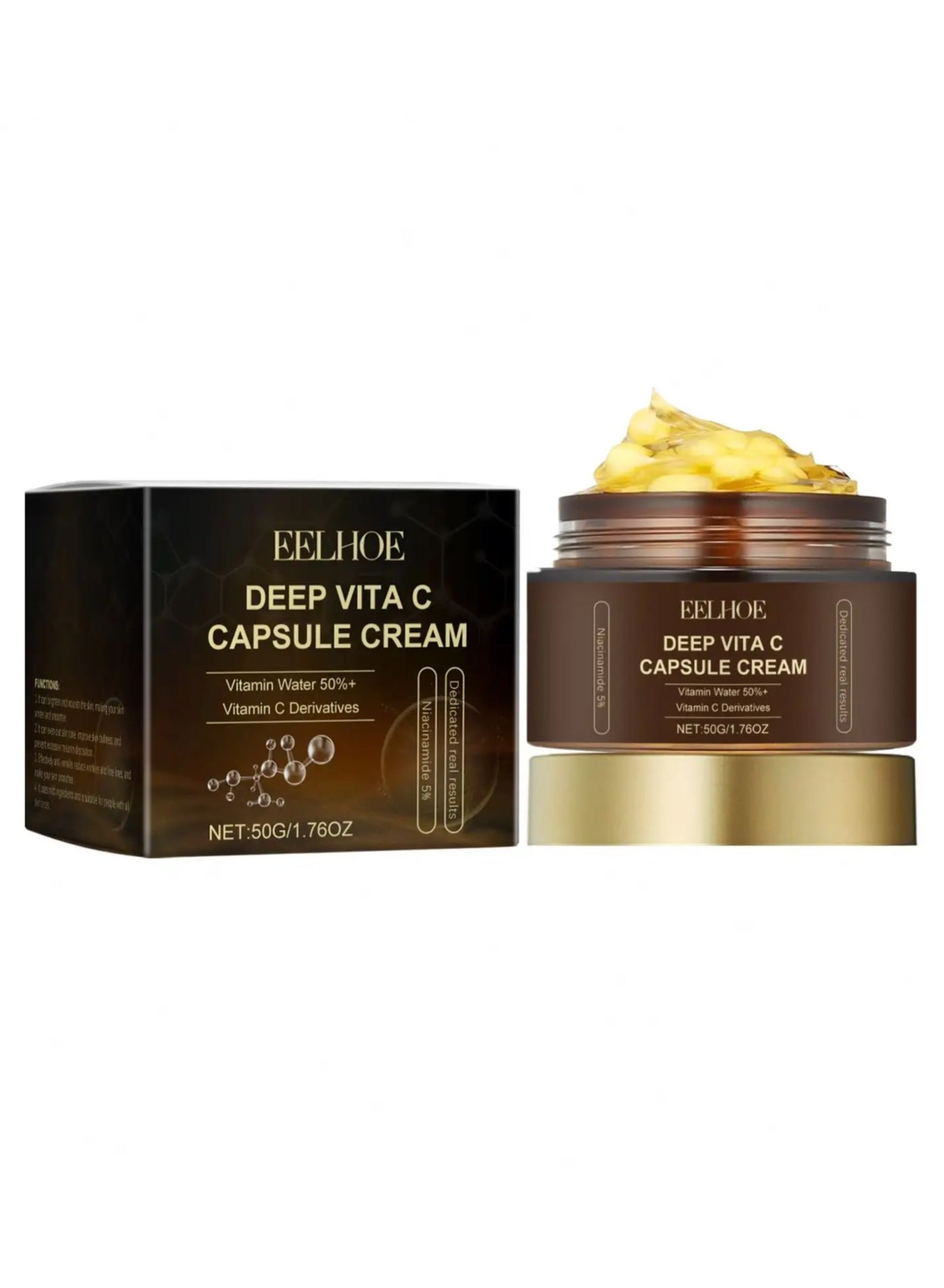 Deep Vitamin C Golden Capsule Face Moisturizer - Liposome Capsules For Wrinkles, Skin Radiance - Transparent Gel for Glow Hydration - Korean Skin Care 1.94 oz