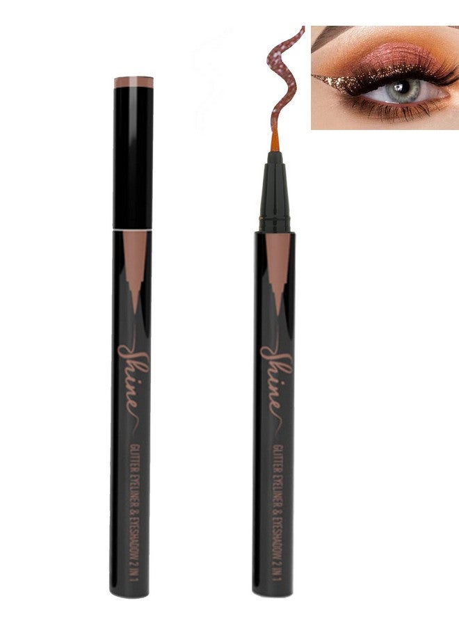 Bronze Glitter Eyeliner Liquid Liner1Pcs Brown Metallic Shimmer Sparkling Colored Eye Liner Eyeshadow Makeup Pen Long Lasting High Pigmented Waterproof Smudgeproof Eyeliner Pencil Gift For Women