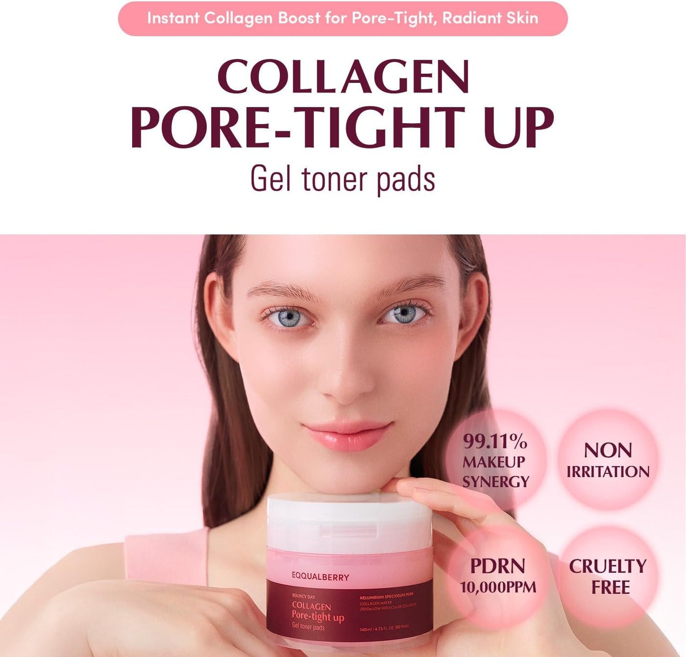 Collagen Pore-Tight Up Gel Toner Pads 140ml | Firming & Hydrating Facial Pads | Pore Tightening, Skin Elasticity & Smooth Texture - image 2