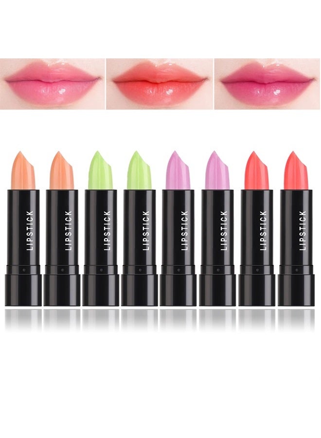 8 Pack Crystal Jelly Color Changing Lipstick Tinted Lip Balm Stain,Magic Lipstick Temperature Color Change Lip Gloss Long Lasting Waterproof Lip Moisturizer Lipstick Set