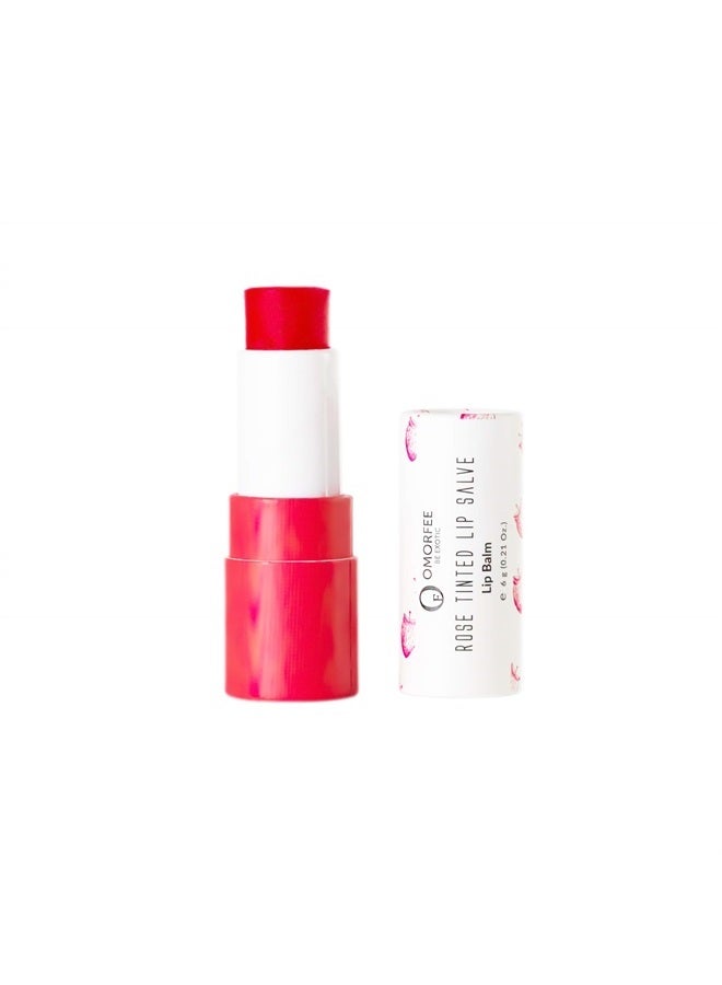 Omorfee 100% Organic Tinted Lip Balm Stick Treatment, Natural Lip Tint Gloss, Long Lasting Rose Lip Tint, Strawberry Flavor, Beetroot & Cocoa Butter, Pink Red Color, Moisturizing Lip Balm - 6g/0.21Oz