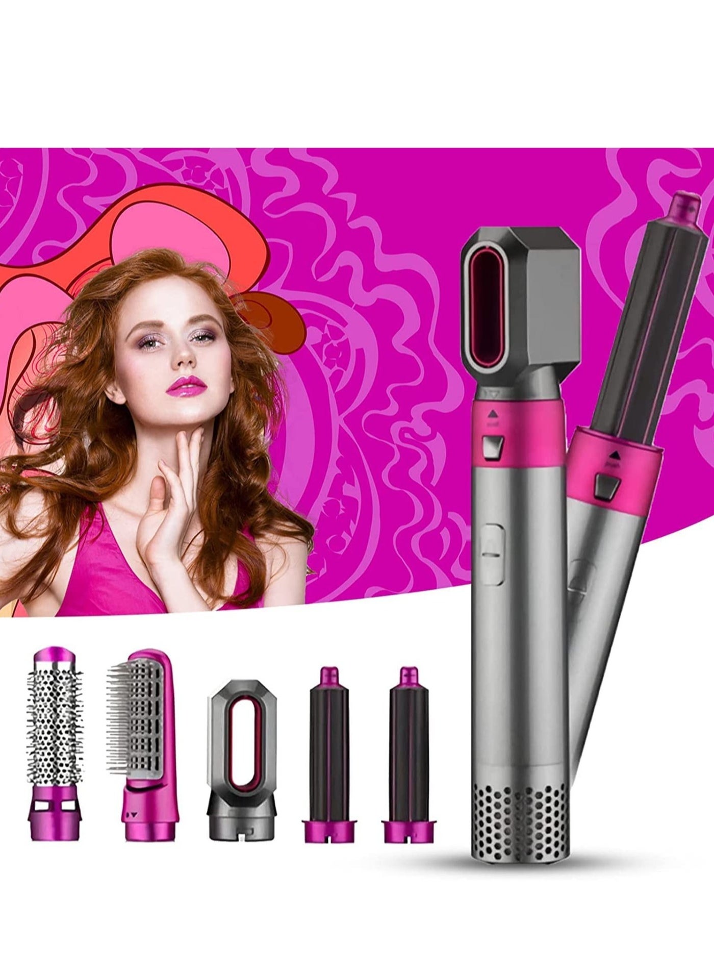 5 in1 Hot Air Brush, One-Step Hair Styling Tools Electric Hair Hot Brush, Muti-Styler for Straightener, Curling Drying
