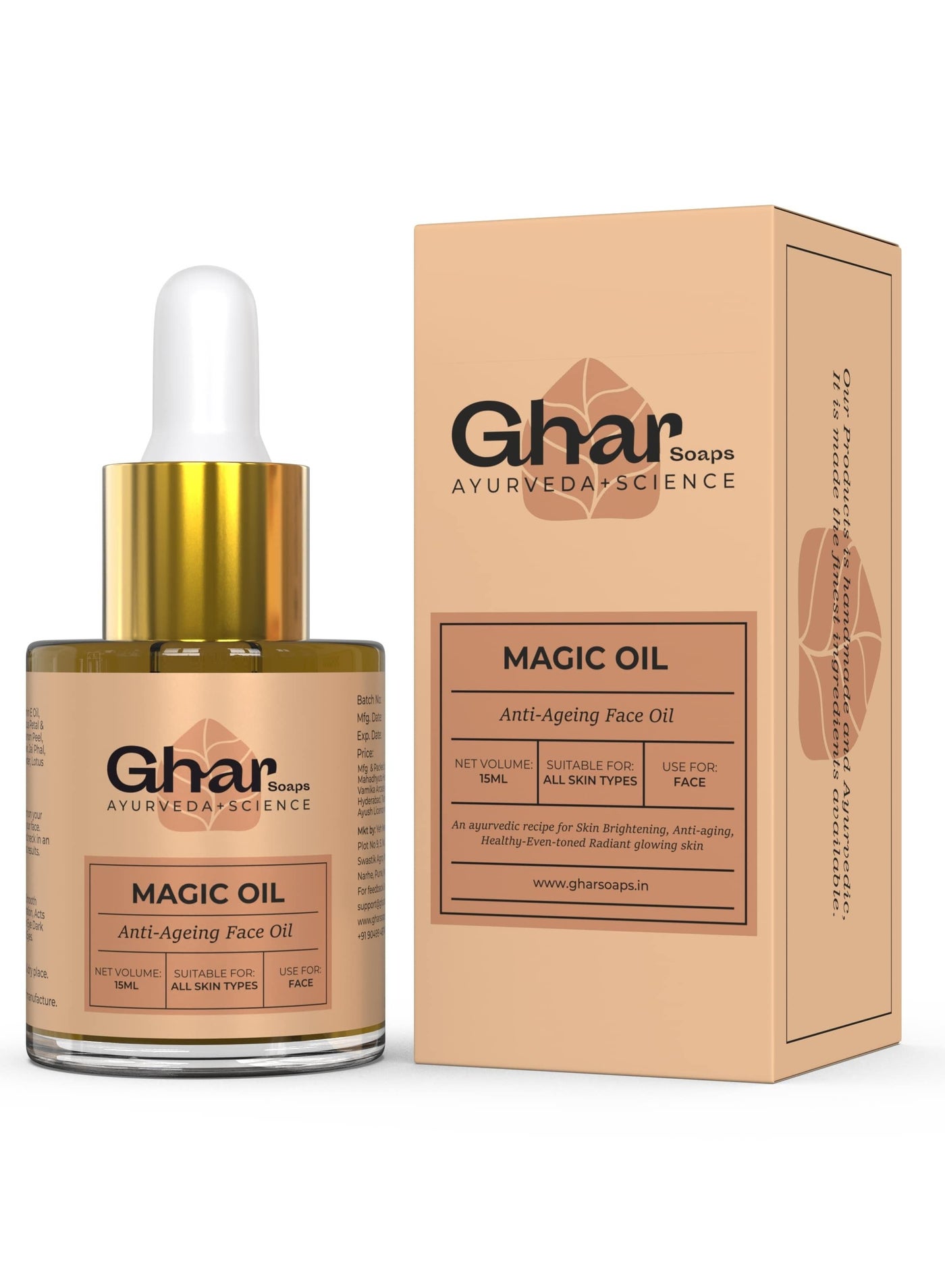 Ghar Soap Magic Anti Ageing Ayurvedic Face Serum For Glowing Skin (15 ml)