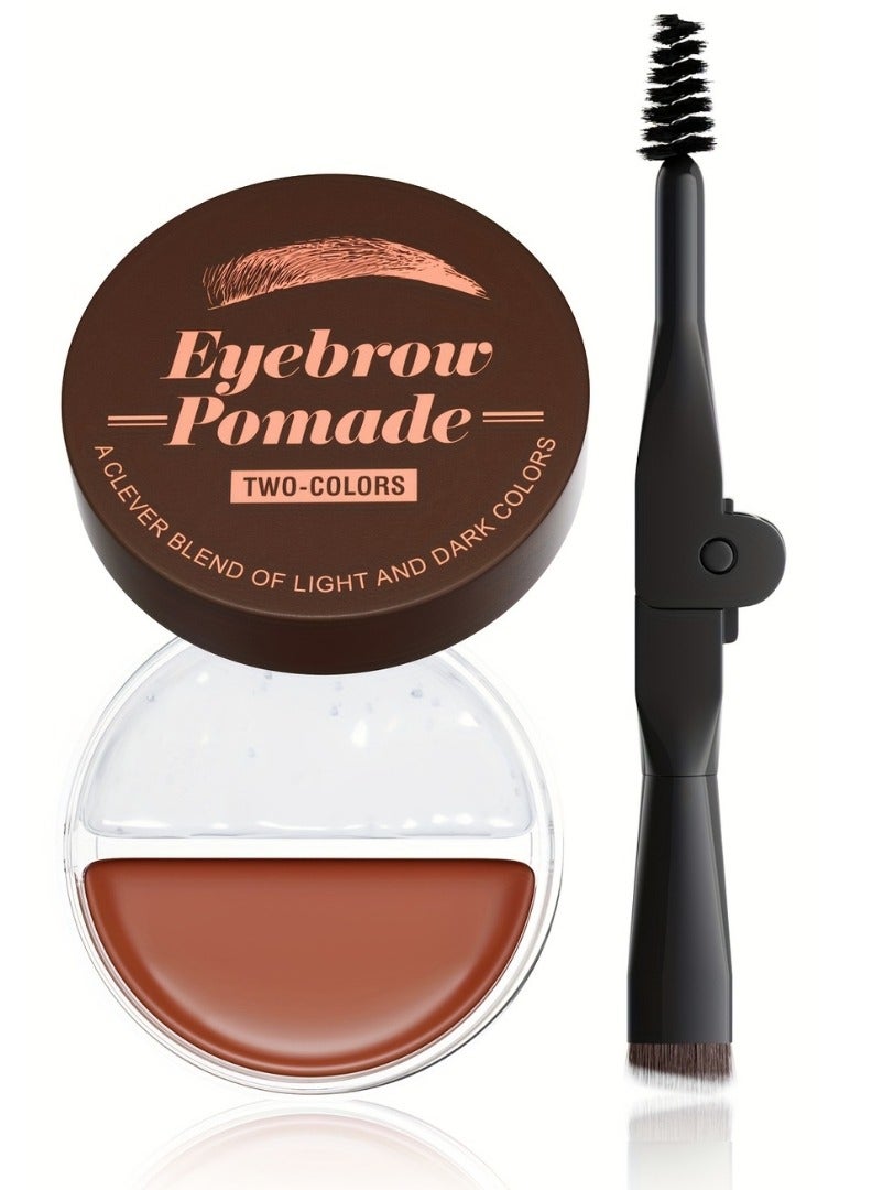 2 Color Eyebrow Pomade Natural Long Lasting Waterproof Eyebrow Makeup Gel with Eyebrow Brush Eyebrow Color Cream and Eyebrow Styling Brow Shaping Gel Pomade Clear Brow Gel and Light Brown 04