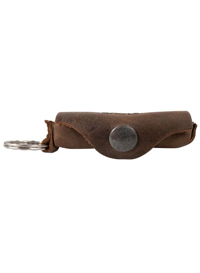 , Rustic Soft Leather Lip Balm Lover Keychain Holder, Travel & Carry On Lips Protection Pocket Snap Case, Commuter & Nomad Gift, Handmade Includes 101 Year Warranty :: Bourbon Brown