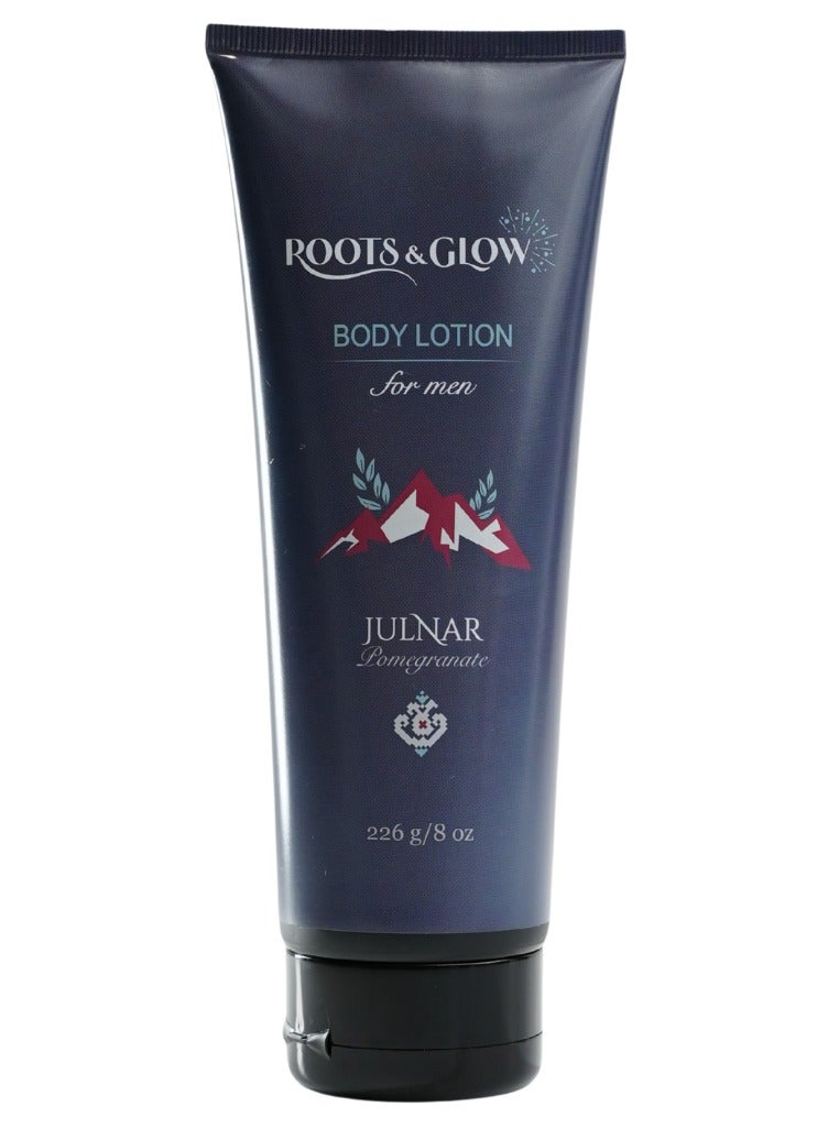 Roots & Glow Pomegranate Lotion for Men – 226g Refreshing Body Lotion for Dry Skin – Deeply Nourishing Men’s Hydrating Lotion Ideal for After Shower, Daily Use – Fast Absorbing and Non-Greasy