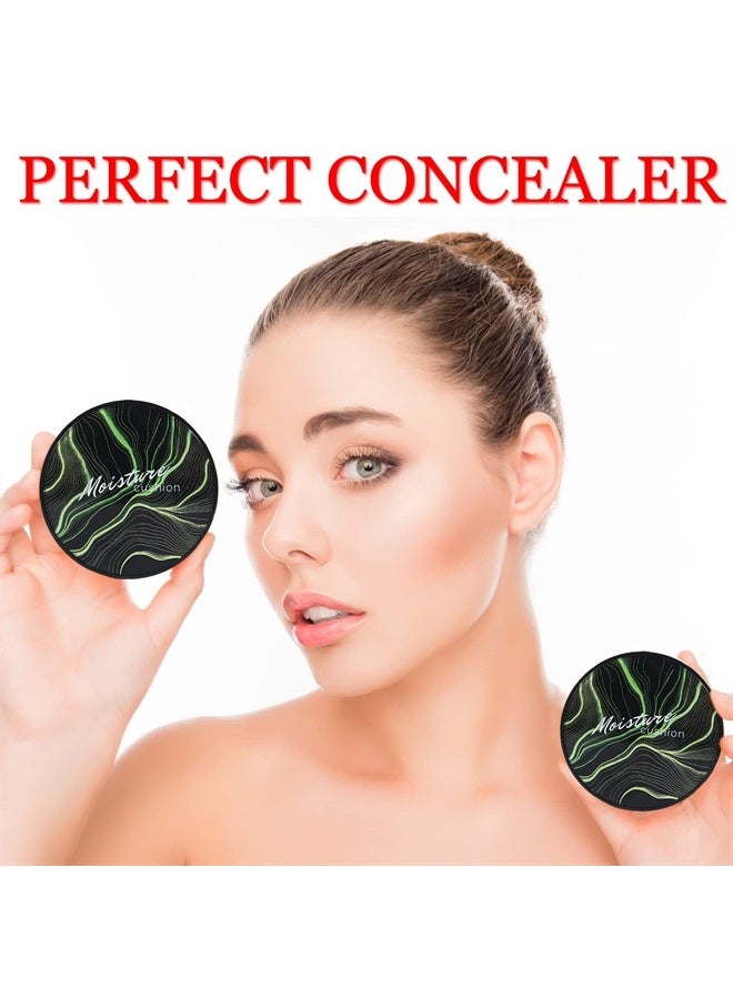 2PCS Mushroom Head Air Cushion CC Cream BB Cream Mushroom Head Foundation Full Coverage Foundation Makeup Long Lasting Moisturize Matte Concealer - Natural