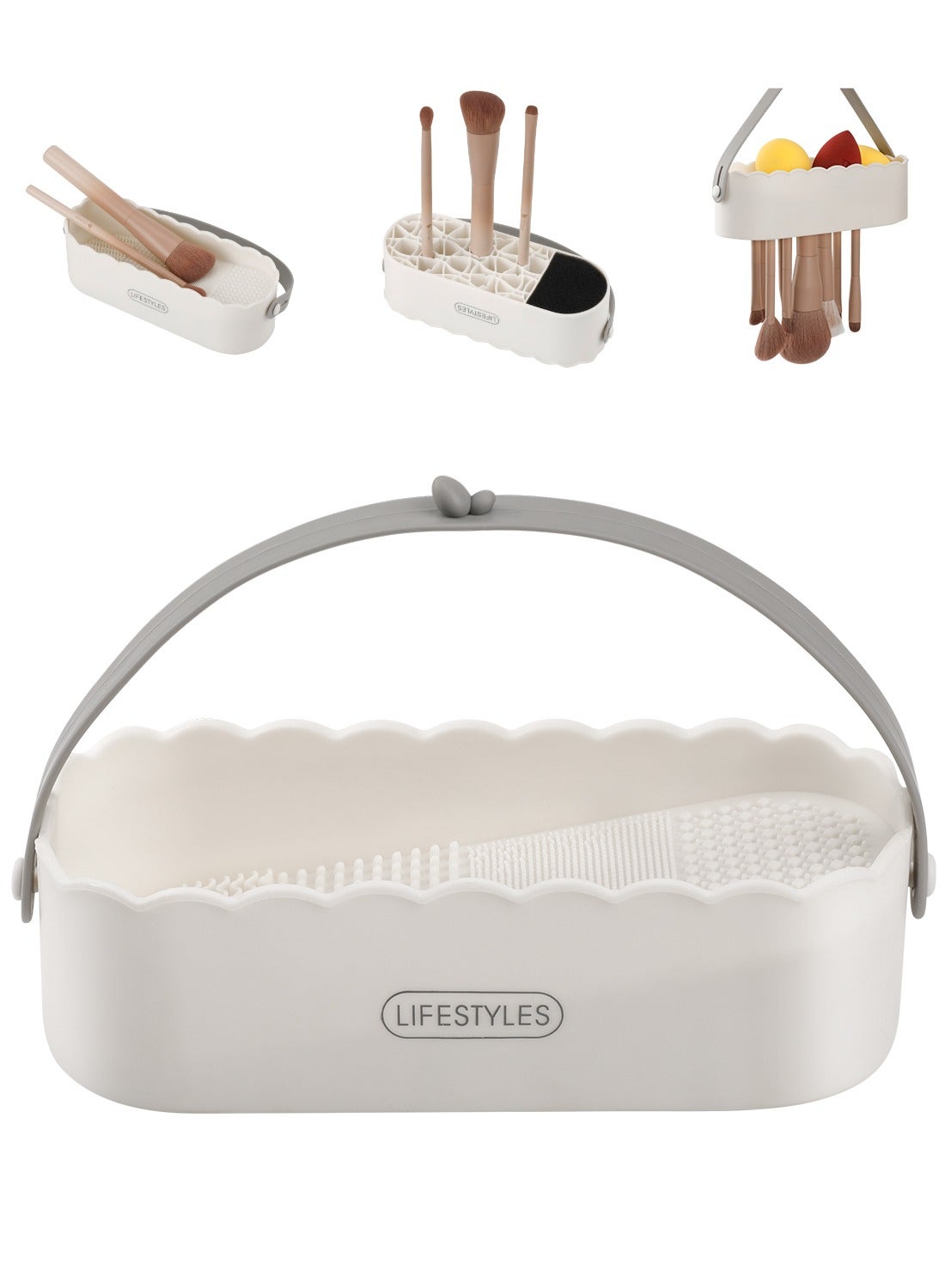 4-in-1 Makeup Brush Cleaning & Drying Organizer – Compact Silicone Tool for Effortless Beauty Care