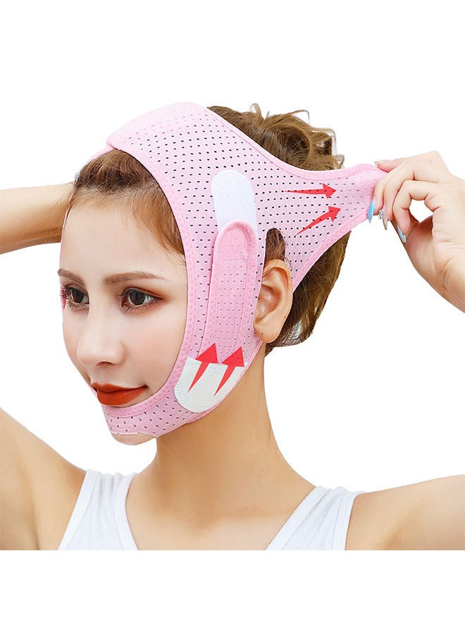 Double Chin Reducer - Face Slimming Strap - V Line Lifting Mask Strap For Women And Men - Anti-Wrinkle Skin - Pink