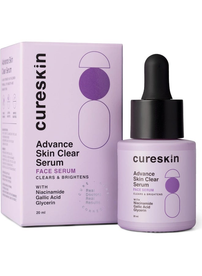 Cureskin Advance Skin Clear Serum with Niacinamide | Brightening Serum for Even-Toned Skin | Reduces Appearance of Blemishes and Uneven Texture, 20 ml (Pack of 1)