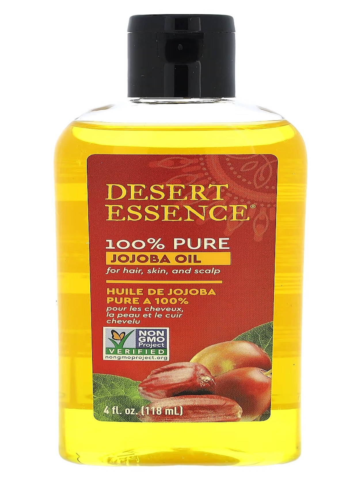 Desert Essence, 100% Pure Jojoba Oil, for Hair, Skin & Scalp, 4 fl oz (118 ml)