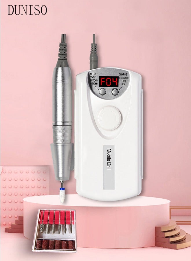 Nail Drill With Display, Acrylic Electric Nail File, Gel Nails, Manicure, Home And Salon Grinding And Polishing Portable Nail Drill, White