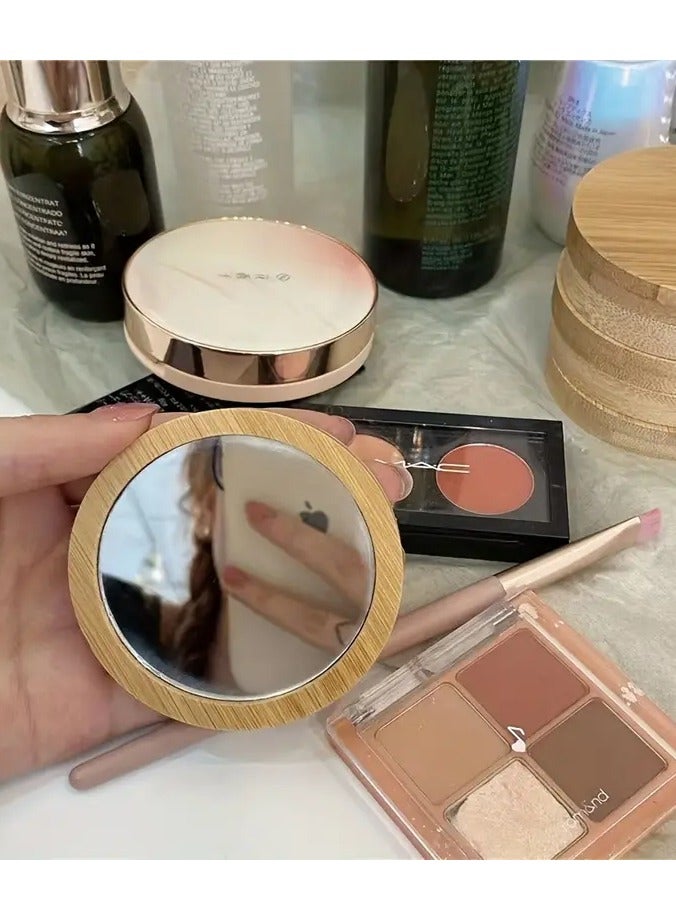 1pc Portable Travel  Wooden Mirror