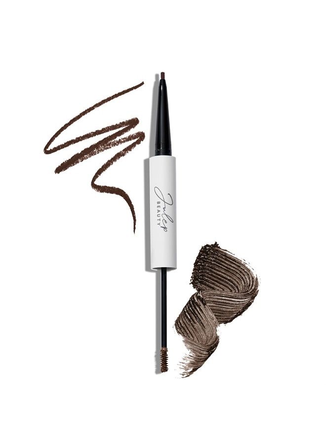 Brow 101-2-in-1 Eyebrow Pencil and Tinted Brow Gel - Dark Brown - Waterproof - Thickening Silk Fibers - All Day Hold - Fill Define and Shape Brows