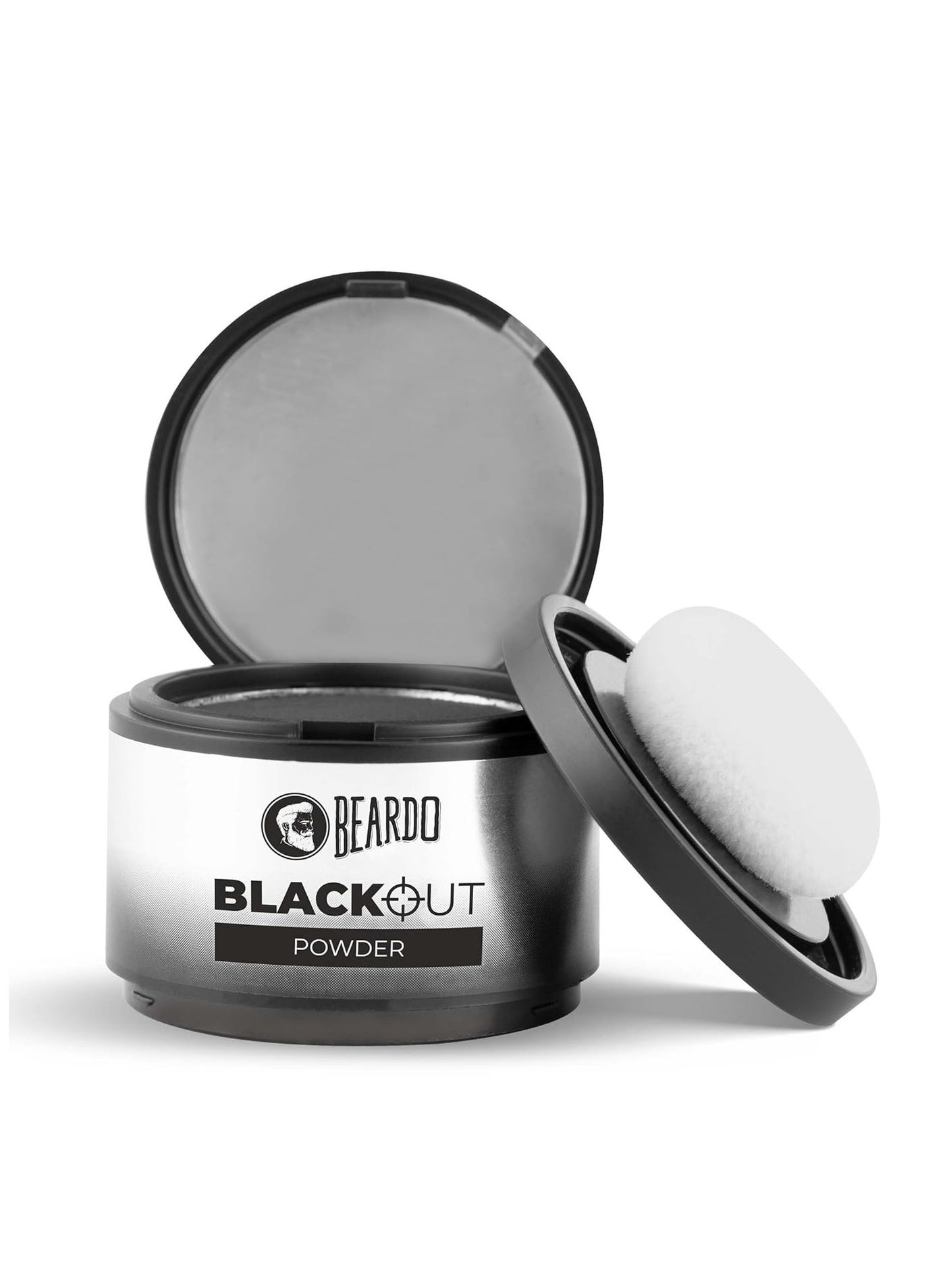 Beardo Blackout Hair Powder 4g - Black | Root Touch Up for Grey Hair | Instantly Covers Grey Roots, Beard Patches & Bald Spots | Thick Black Fiber Hairline Powder | Highly Pigmented, Long-Lasting & Matte Finish | Super-Fine Cover-up