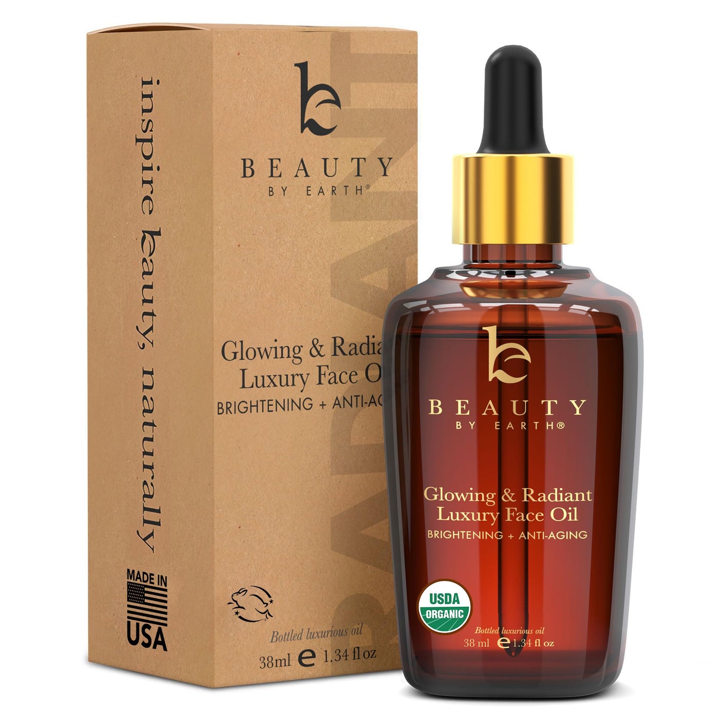 USDA Organic Face Oil â€“ USA Made with Natural Ingredients, Brightens & Smooths Fine Lines & Wrinkles, Non-comedogenic Lightweight Facial Oil for Dry & Sensitive Skin with Moringa, Jojoba & Argan Oils