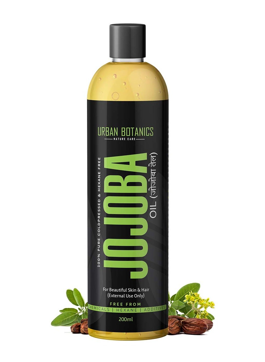UrbanBotanics® Cold Pressed Jojoba Oil For Hair Growth, Skin & Face | Pure Jojoba Oil for Face & Body Massage | Virgin & Unrefined For Men & Women, 200ml