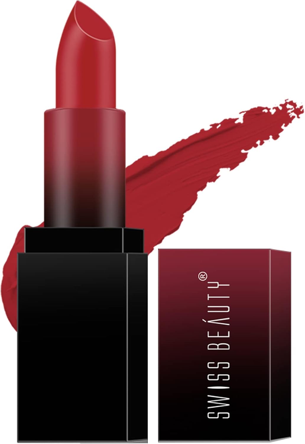 Swiss Beauty HD Matte Lipstick | Intense Pigment | Creamy Matte Finish | 8-Hour Stay | 12-Hour Moisturisation | Effortless Glide | Siren-In-Scarlet Shade-01 3.5g