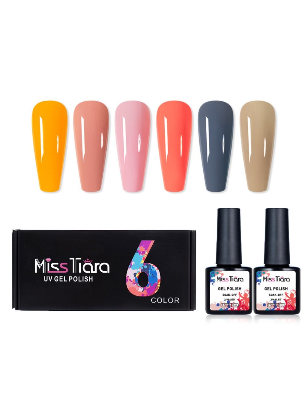 6-Piece UV and LED Nail Gel Polish Set