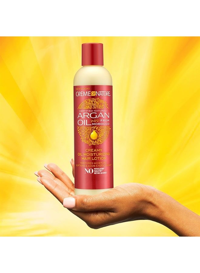 Argan Oil Hair Lotion by Creme of Nature, Creamy Oil Mousturizer to Help Restore Moisture and Add Shine, 8.45 Fl Oz