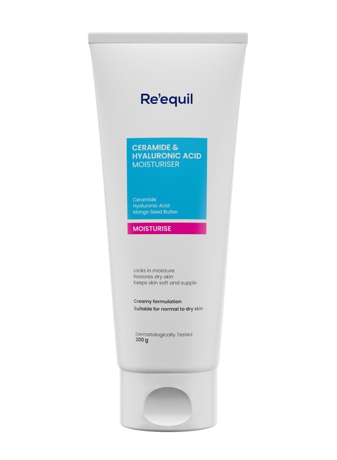 RE' EQUIL Ceramide & Hyaluronic Acid Moisturiser | Moisturizer For Face | Barrier Repair Cream | Long Lasting Hydration | Suitable For Normal To Dry Skin | 100G