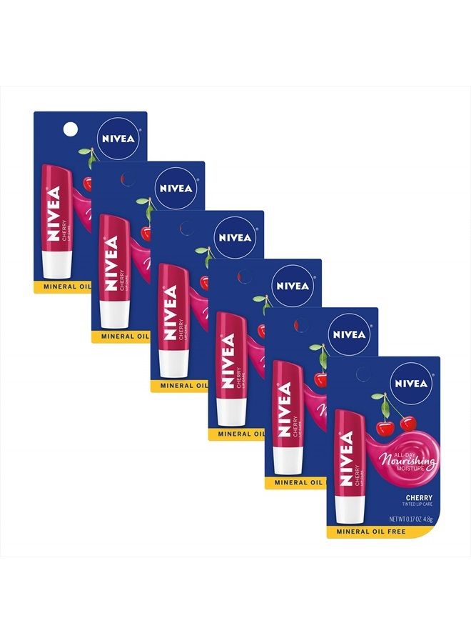 Cherry Lip Care - Tinted Red for Beautiful, Moisturized Lips - .17 oz. Stick (Pack of 6)