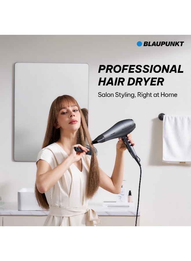 Blaupunkt Professional Hair Dryer 2400W – Ionic Function, 3 Heat & 2 Speed Settings, Cool Shot, Diffuser & Concentrator Attachments, Lightweight Design, Removable Filter-SDP730 - image 2