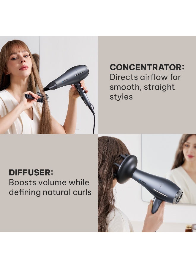 Blaupunkt Professional Hair Dryer 2400W – Ionic Function, 3 Heat & 2 Speed Settings, Cool Shot, Diffuser & Concentrator Attachments, Lightweight Design, Removable Filter-SDP730 - image 5