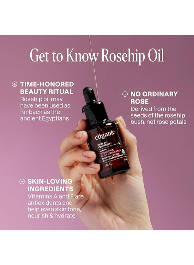 Organic Rosehip Seed Oil (1 oz), 100% Pure & Cold-Pressed, Face, Skin & Hair Moisturizing Oil - image 3