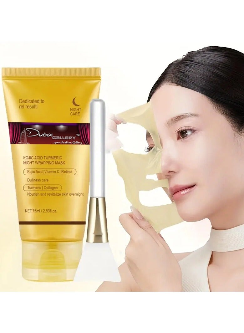 Kojic Acid Turmeric Overnight Wrapping Peel Off Mask Nourishes dull skin, adds radiance and elasticity. Korean skin care, 75 ml
