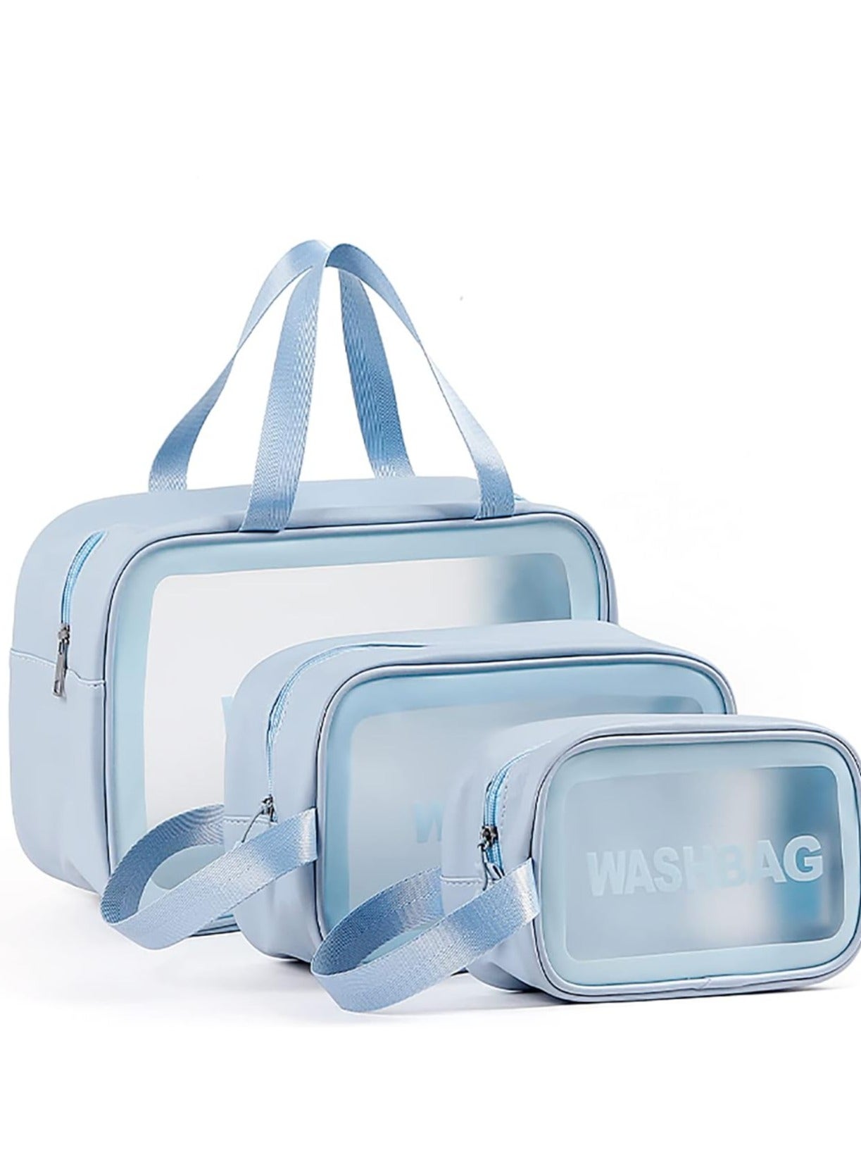 Travel Wash Bag for Women Men, Translucent Waterproof Makeup Cosmetic Bag Travel Organizer for Accessories, Travel Enssential Toiletries,Set of 3