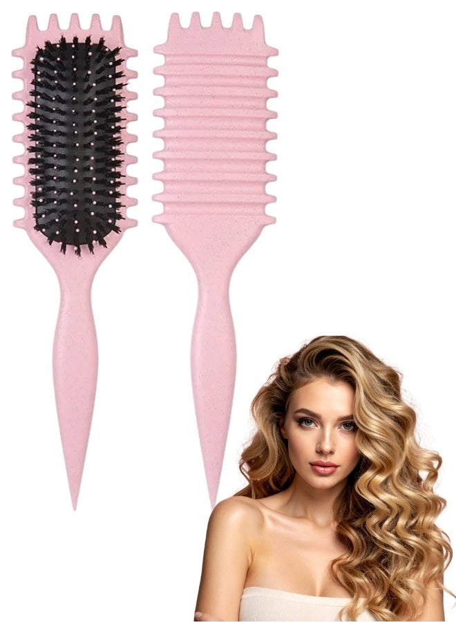 Curler Define Styling Comp Hair Curling Comb Curly Hairbrush Best Curl Define Styling Brush with Prongs Bristle Hairbrush for Combing and Shaping Reduce Pulling and Curl Separation for Defined Curls Pink