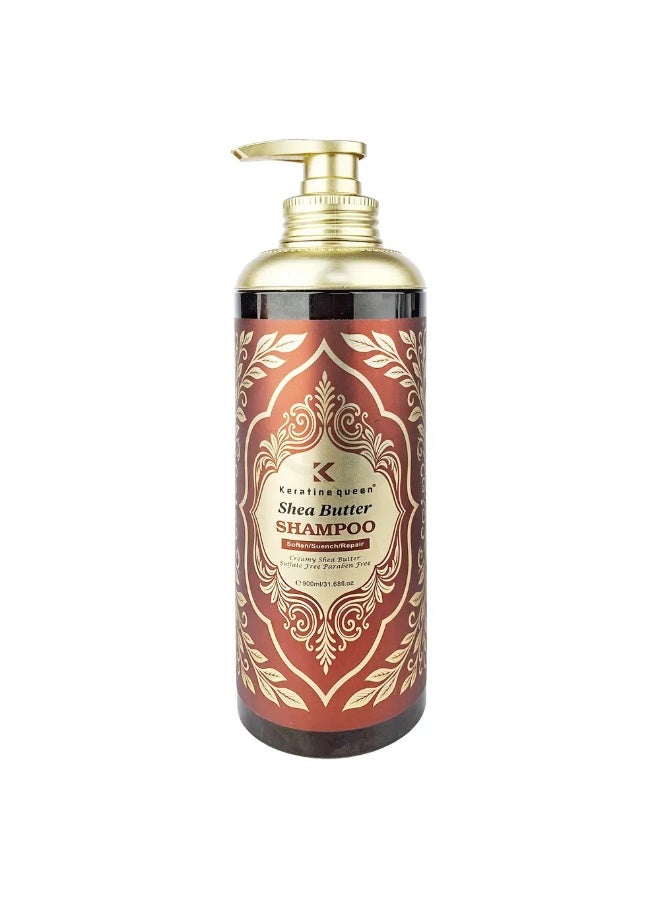 Keratine Queen Shea Butter Shampoo Soften Quench Repair Sulfate Free Paraben Free 900ml
