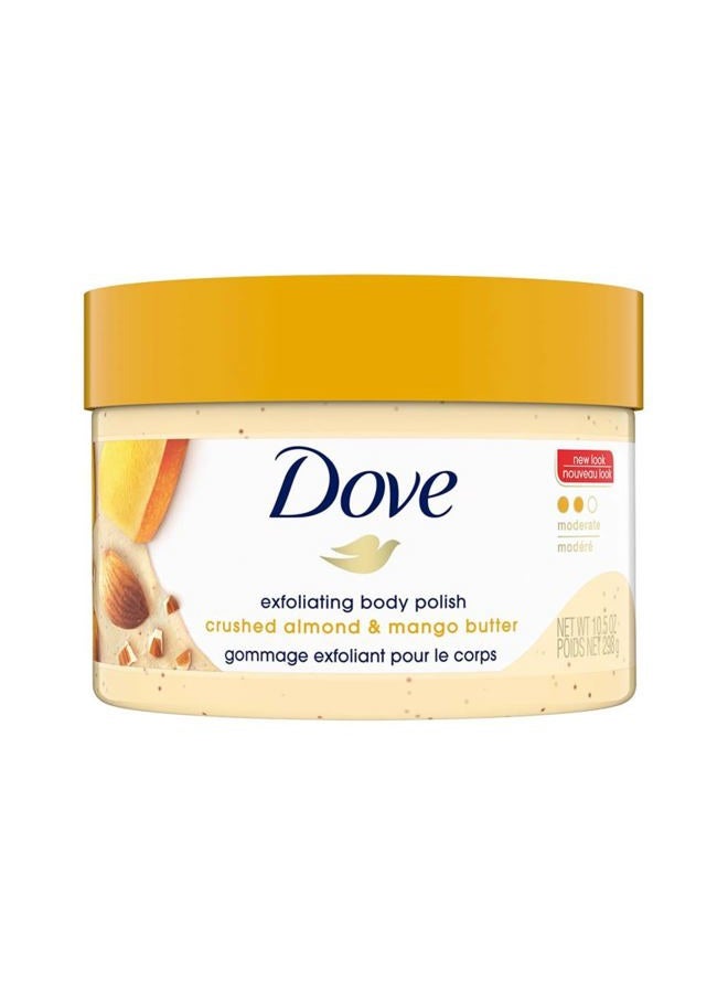 Scrub Crushed Almond & Mango Butter For Silky Smooth Skin Body Scrub Exfoliates & Restores Skin's Natural Nutrients 10.5 oz