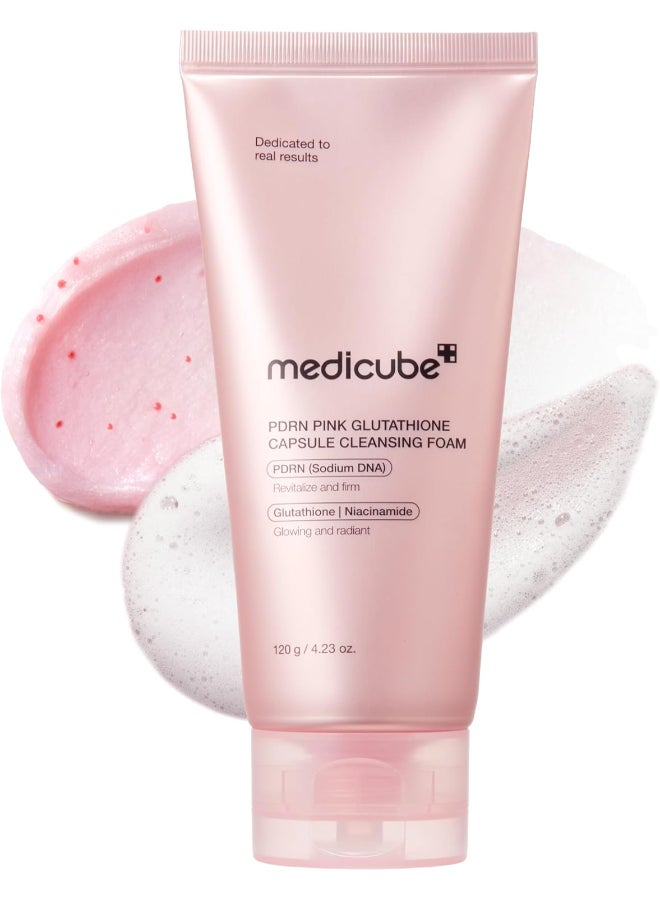 Medicube PDRN Pink Glutathione Capsule Brightening Low pH Cleansing Foam Daily Face Wash 120g