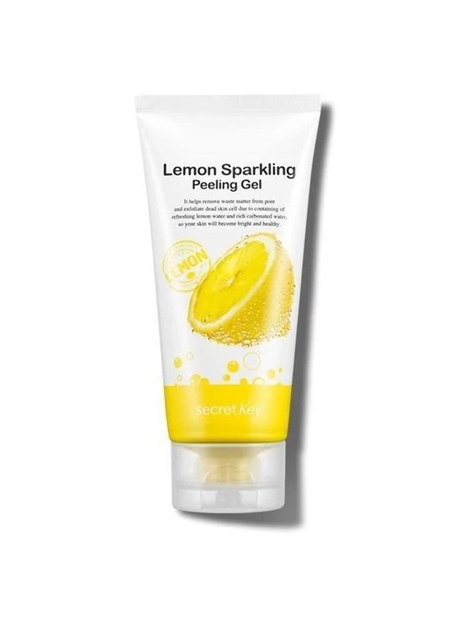 SECRET KEY Lemon Sparkling Peeling Gel 4.05 fl.0z.(120ml) 2pcs + 4 Random Sample Pouch - Lemon Water and Sparkling Water Skin Purifying Exfoliater, Removes Dead Cells, Sebum Clear Pore Care